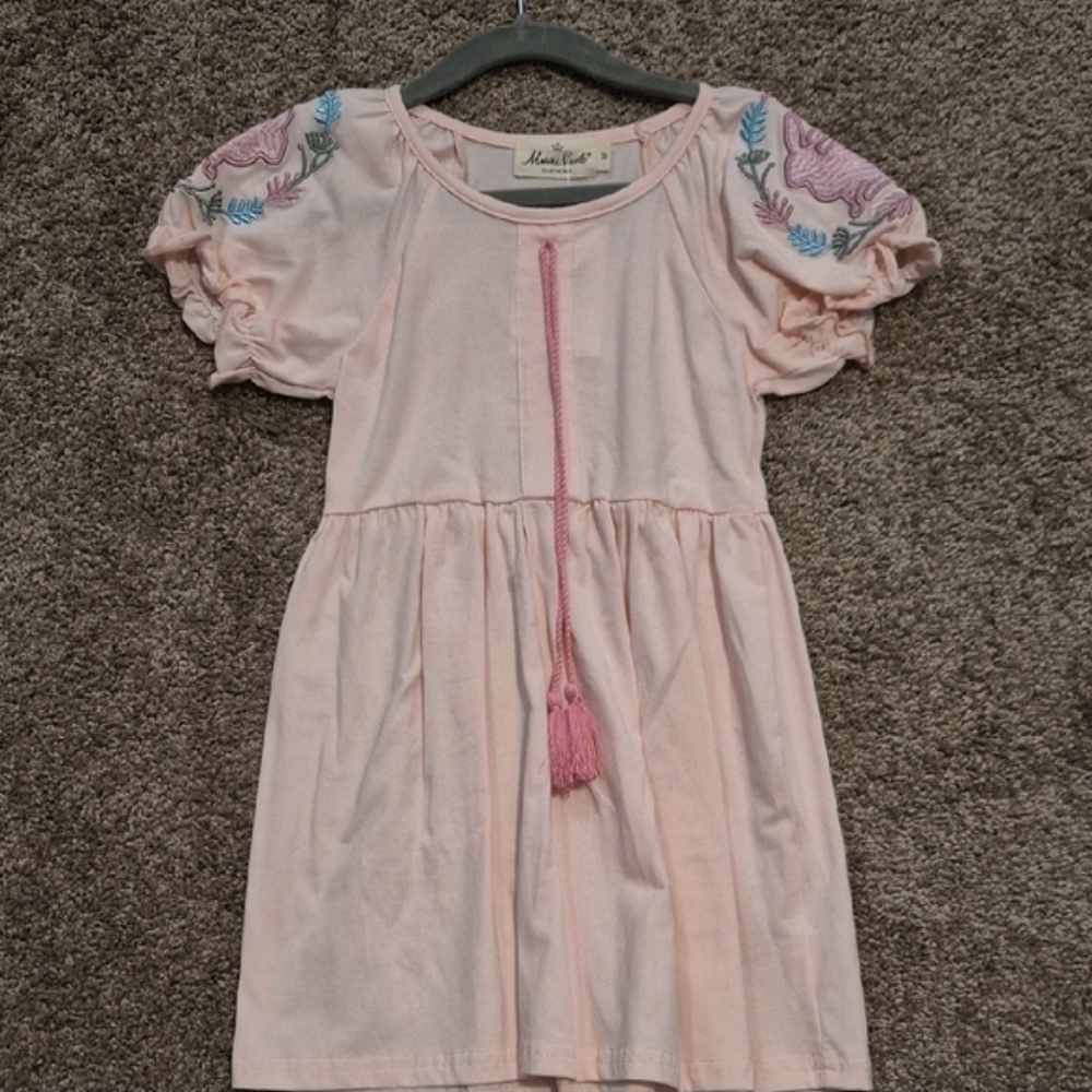 Light Pink Dress with Embroidered Sleeves